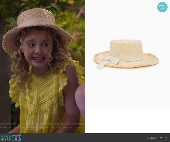 Straw Hat with Band by Zara worn by Destiny Baker (Mallory James Mahoney) on Bunkd