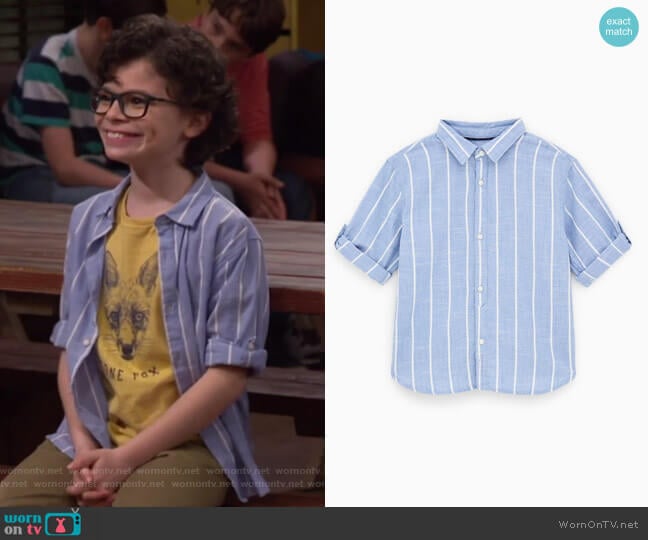 Striped Shirt by Zara worn by Matteo Silva (Raphael Alejandro) on Bunkd