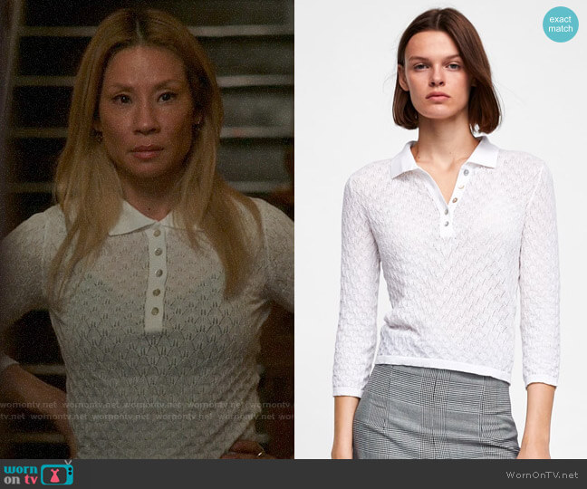 Zara Pointelle Polo worn by Joan Watson (Lucy Liu) on Elementary