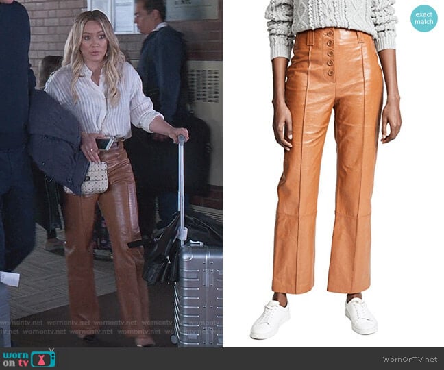 Button Fly Kick Flare Pants by 3.1 Phillip Lim worn by Kelsey Peters (Hilary Duff) on Younger