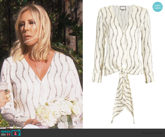 Dulcie Chain Print Blouse by Alexis worn by Vicki Gunvalson on The Real Housewives of Orange County