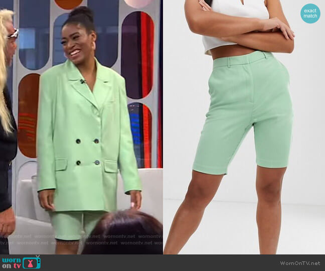 Apple City Suit Shorts by Asos worn by Keke Palmer on Good Morning America
