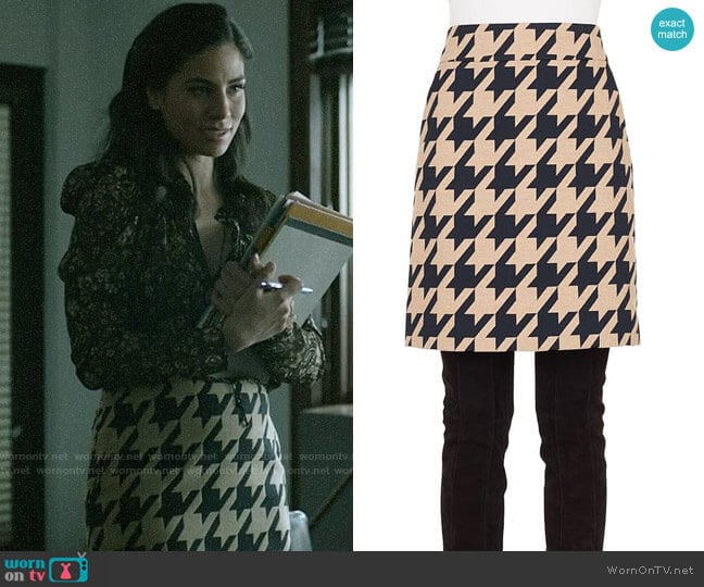 Akris Punto A-Line Houndstooth Skirt worn by Yoli Castillo (Isabel Arraiza) on Pearson