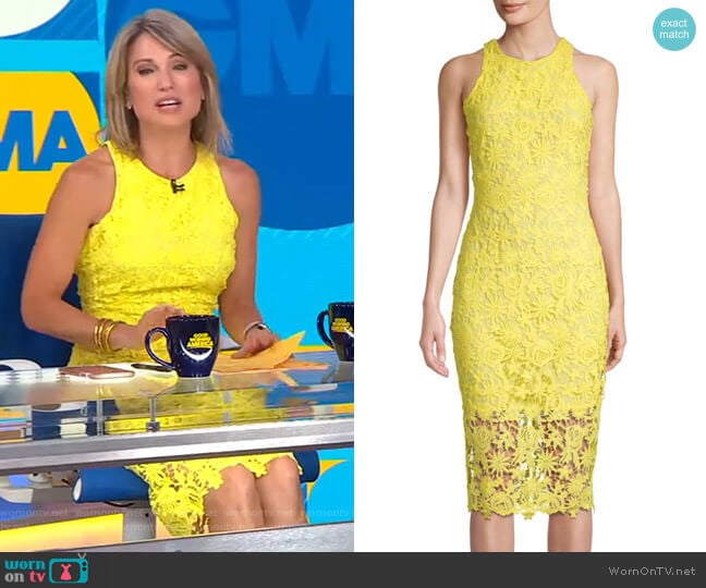 Floral Lace Midi Dress by Alexia Admor worn by Amy Robach on Good Morning America