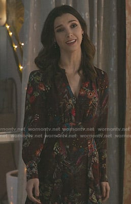 Alicia's floral v-neck dress on Grand Hotel