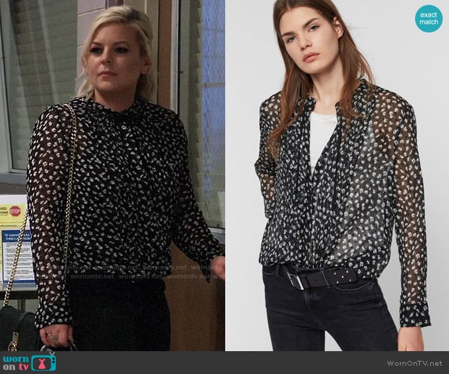 All Saints Cada Scatter Shirt worn by Maxie Jones (Kirsten Storms) on General Hospital