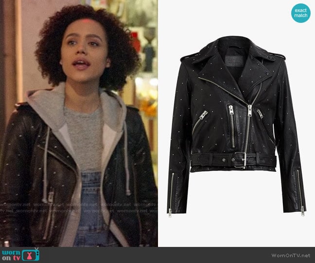 WornOnTV: Maya’s studded leather moto jacket on Four Weddings and a ...