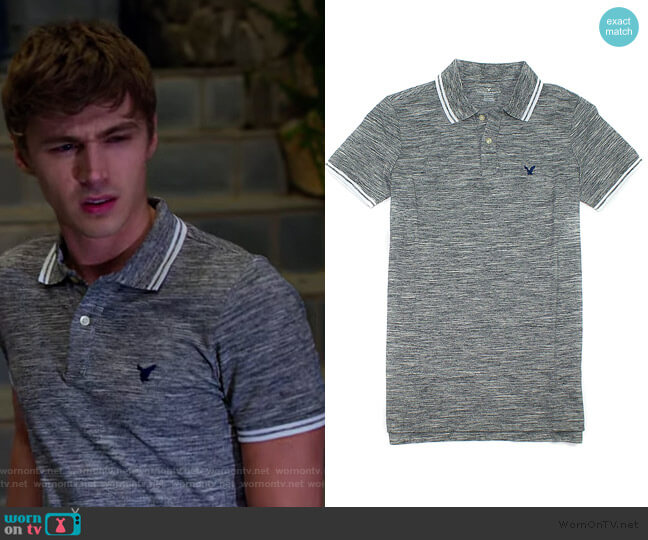 Classic Fit Pique Polo by American Eagle worn by Alex Standall (Miles Heizer) on 13 Reasons Why