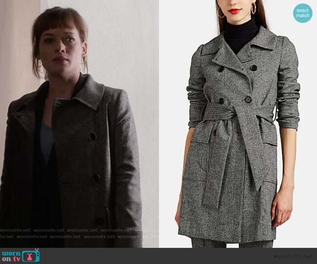 Herringbone Trench Coat by Barneys New York worn by Lisa Donovan (Jane Levy) on What/If