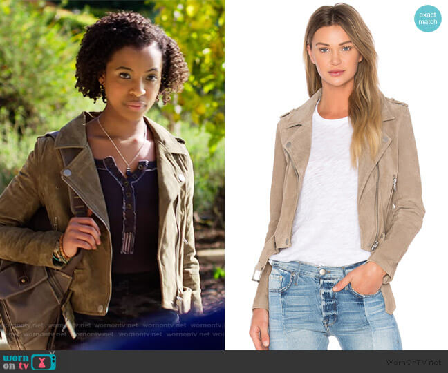 Suede Moto Jacket by BlankNYC worn by Ani (Grace Saif) on 13 Reasons Why