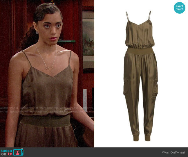 Cinq a Sept Amia Jumpsuit worn by Zoe (Kiara Barnes) on The Bold & the Beautiful