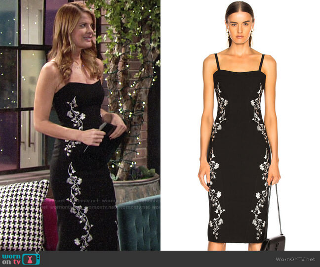WornOnTV: Phyllis’s black floral embroidered dress on The Young and the