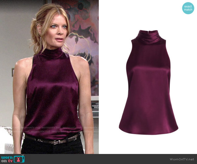 Cinq a Sept Jazlyn Top in Fig worn by Phyllis Summers (Michelle Stafford) on The Young and the Restless