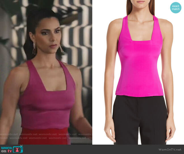 Square Neck Silk Tank Top by Cushnie et Ochs worn by Gigi Mendoza (Roselyn Sánchez) on Grand Hotel