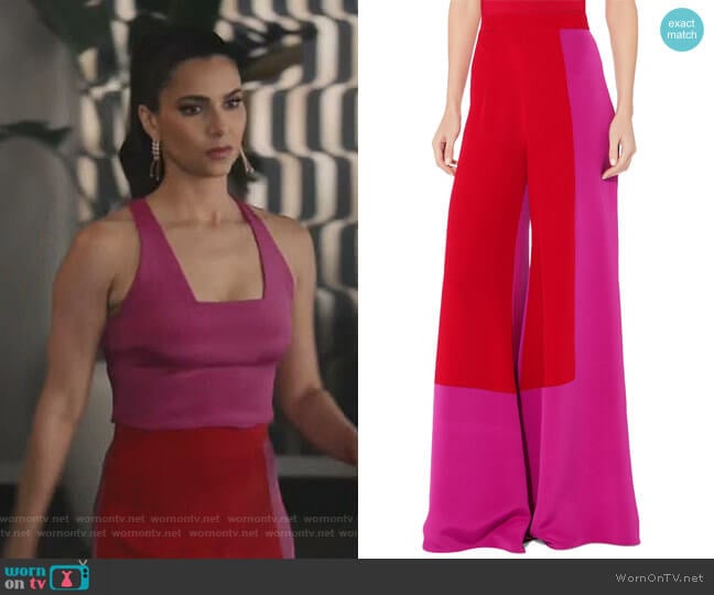 Octavia Color Block Silk Crepe Pant by Cushnie et Ochs worn by Gigi Mendoza (Roselyn Sánchez) on Grand Hotel