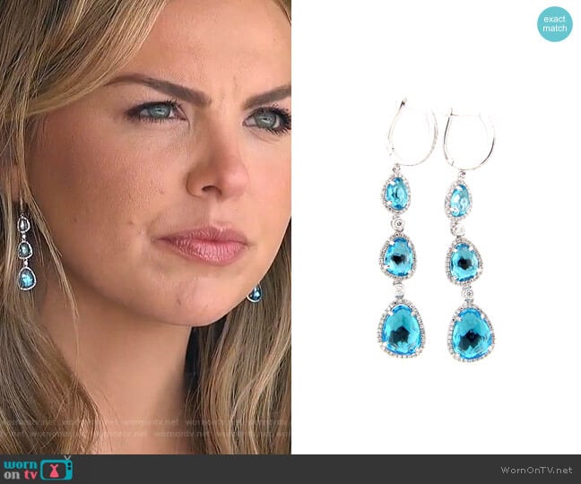 Swiss Blue Topaz & Diamond Drop Earring by Dilamani worn by Hannah Brown on The Bachelorette