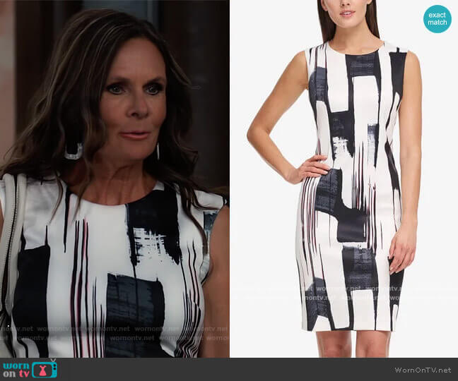 DKNY Brushstroke-Print Sheath Dress worn by Lucy Coe (Lynn Herring) on General Hospital