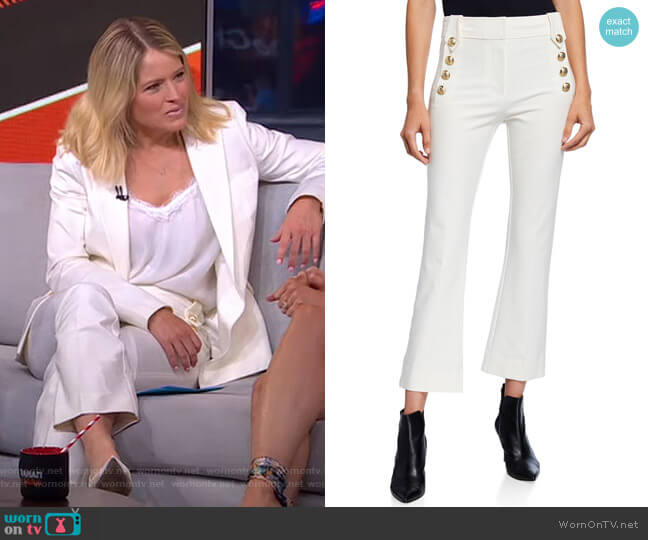 Robertson Cropped Flare Trousers with Sailor Buttons by Derek Lam 10 Crosby worn by Sara Haines on Good Morning America