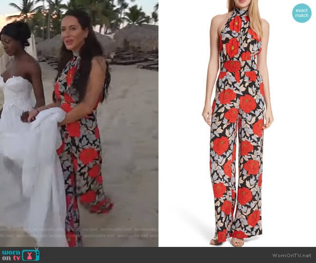 Boswell Floral High Neck Jumpsuit by Diane von Furstenberg worn by Jessica Mulroney on GMA