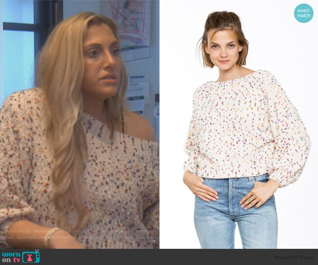 Confetti Sweater by En Creme worn by Gina Kirschenheiter on The Real Housewives of Orange County