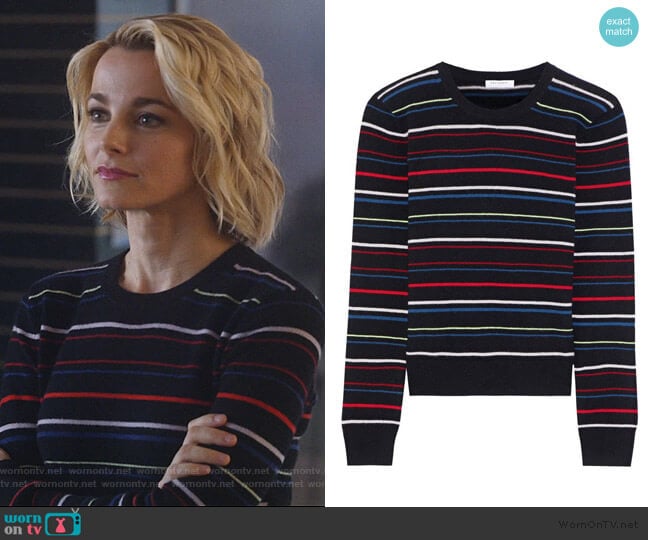 Shirley Stripe Cashmere Sweater by Equipment worn by Lizzie Needham (Bojana Novakovic) on Instinct