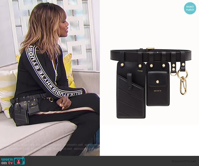 Black leather belt by Fendi worn by Laverne Cox on E! News Daily Pop