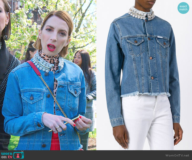 embellished collar denim jacket by Forte Dei Marmi Couture worn by Lauren (Molly Bernard) on Younger