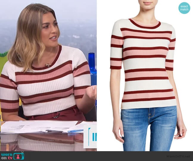 Panel Stripe Short Sleeve by Frame worn by Carissa Loethen Culiner on E! News