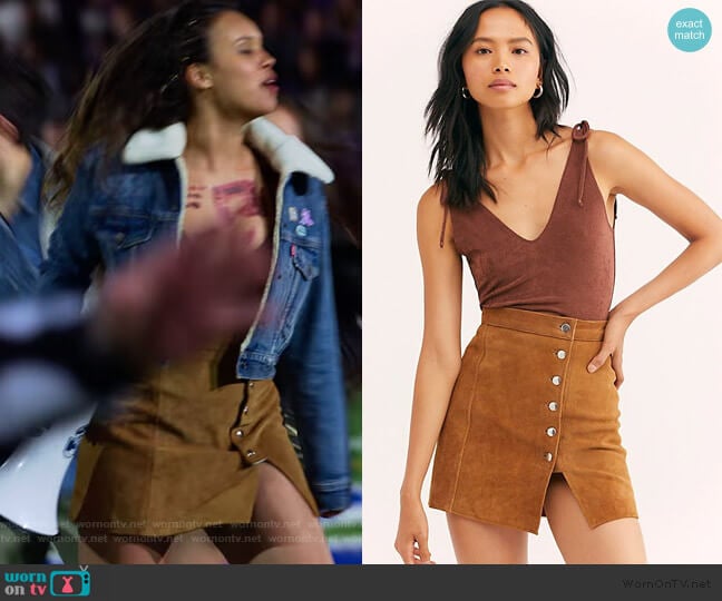 Understated Suede Mini Skirt by Free People worn by Jessica Davis (Alisha Boe) on 13 Reasons Why