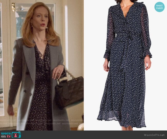 Ghost Star Print Ruffle Detail Maxi Dress worn by Gemma (Zoe Boyle) on Four Weddings and a Funeral