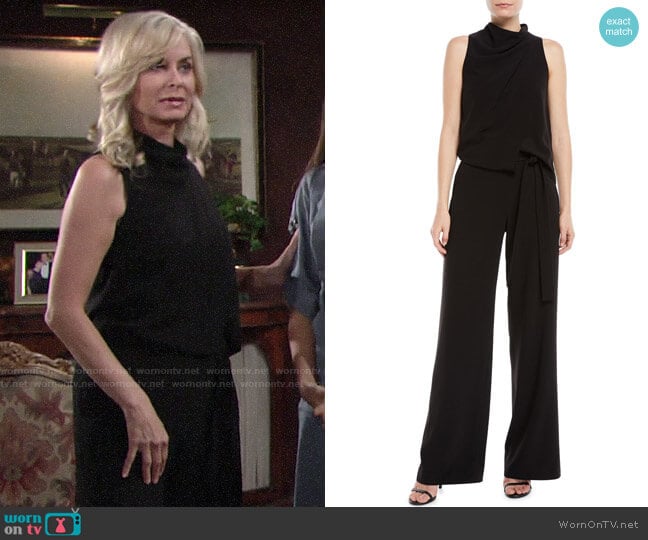 Halston Sleeveless Cowl-Neck Draped Jumpsuit worn by Ashley Abbott (Eileen Davidson) on The Young and the Restless