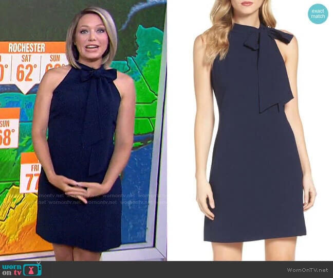 WornOnTV: Dylan’s navy tie neck mini dress on Today | Dylan Dreyer ...