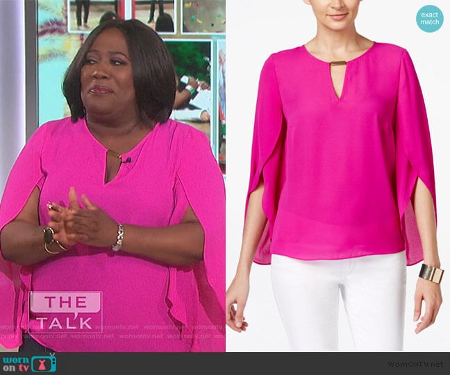 Chiffon Keyhole Blouse by INC International Concepts worn by Sheryl Underwood on The Talk