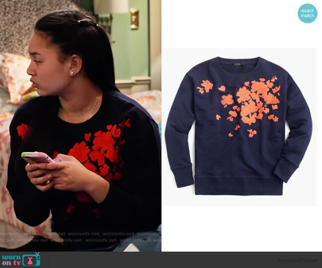 j crew embroidered flower sweatshirt