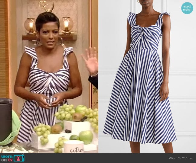 WornOnTV: Tamron Hall’s blue striped dress on Live with Kelly and Ryan ...