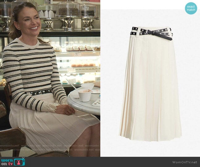 Ines Pleated Belted Midi-Skirt by Les Coyotes de Paris worn by Liza Miller (Sutton Foster) on Younger