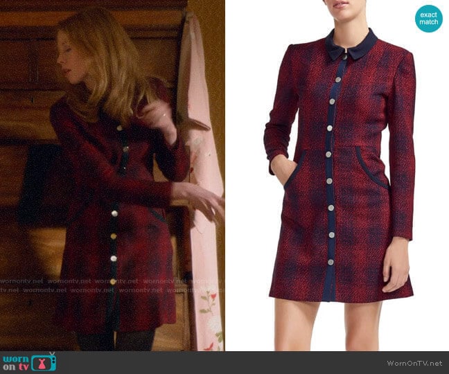 Maje Renitia Tweed Shirtdress worn by Gemma (Zoe Boyle) on Four Weddings and a Funeral