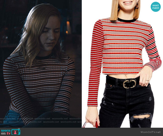 Mix Stripe Long Sleeve Top by Topshop worn by Violet Simmons (Haley Ramm) on Light as a Feather