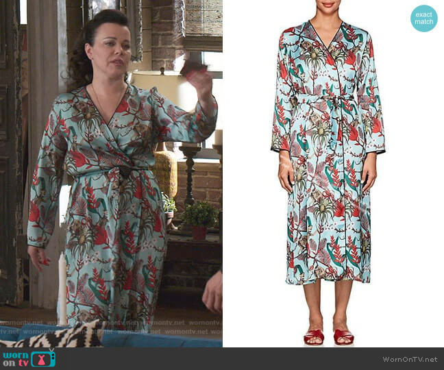 WornOnTV: Maggie’s blue monkey and floral print robe on Younger | Debi ...