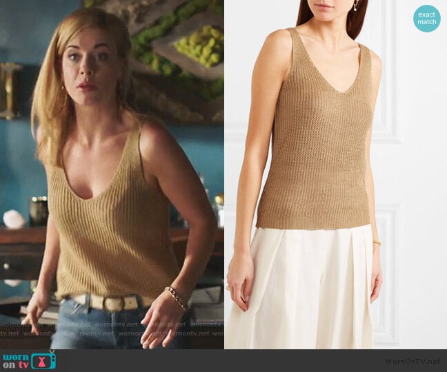 Nala Sleeveless Knit Top by Nili Lotan worn by Kelly Anne Van Awken (Molly Burnett) on Queen of the South