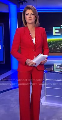 WornOnTV: Norah’s red suit on CBS Evening News | Norah O'Donnell ...