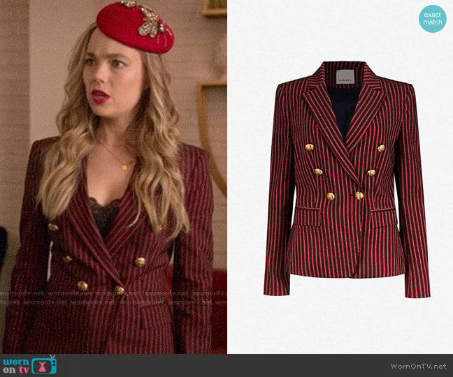 Ainsley’s red striped blazer on Four Weddings and a Funeral