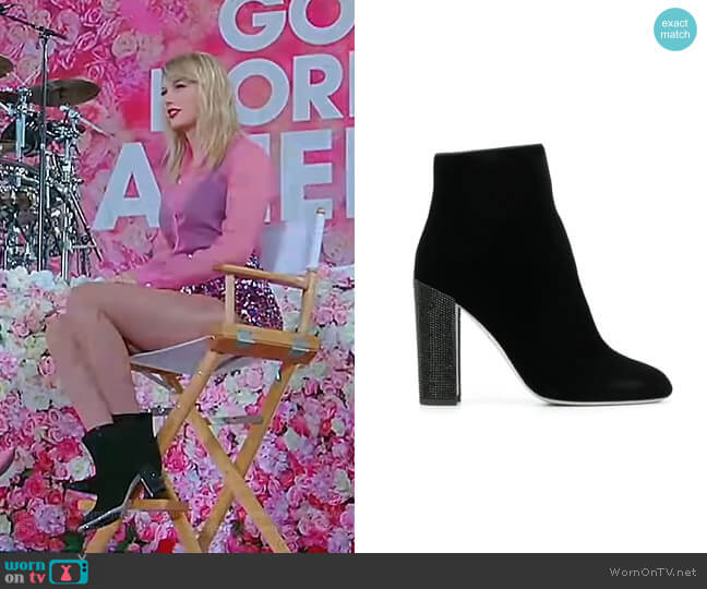 Jewelled Heel Ankle Boots by René Caovilla worn by Taylor Swift on GMA