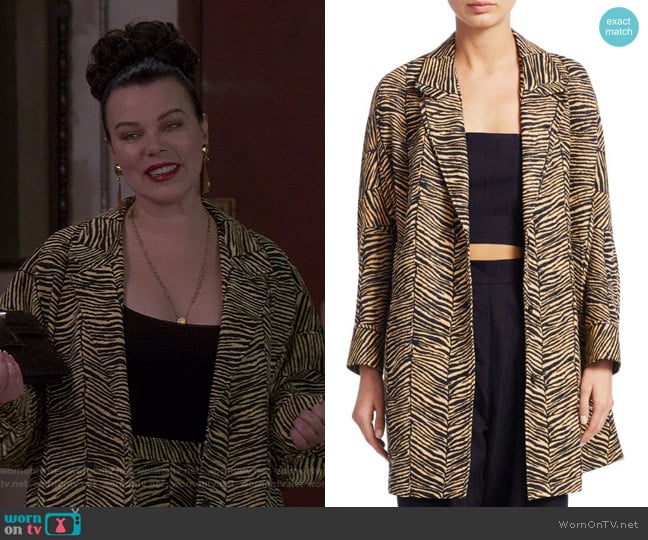 Baby Zebra Jacquard Cocoon Coat by Rachel Comey worn by Maggie (Debi Mazar) on Younger