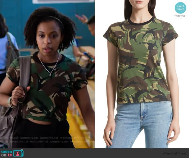 JEAN Camo Tee by Rag and Bone worn by Ani (Grace Saif) on 13 Reasons Why