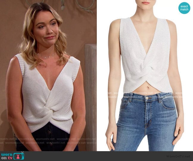 Sage the Label Say You Love Me Twist-Front Knit Top worn by Flo Fulton (Katrina Bowden) on The Bold and the Beautiful