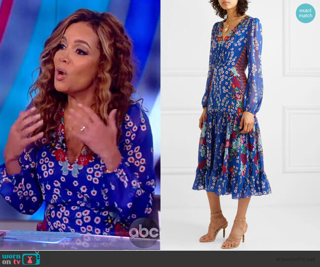 Devon Floral Silk Dress by Saloni worn by Sunny Hostin on The View