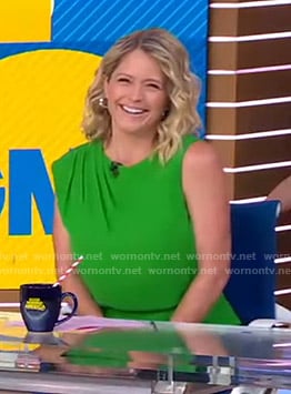 Sara’s green pleated shoulder top on Good Morning America