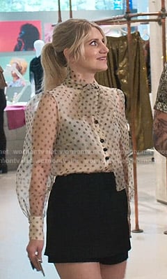 Shelly’s polka dot sheer blouse on Younger