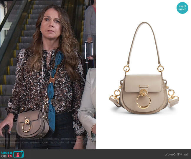 Small Tess Calfskin Leather Shoulder Bag by Chloe worn by Liza Miller (Sutton Foster) on Younger